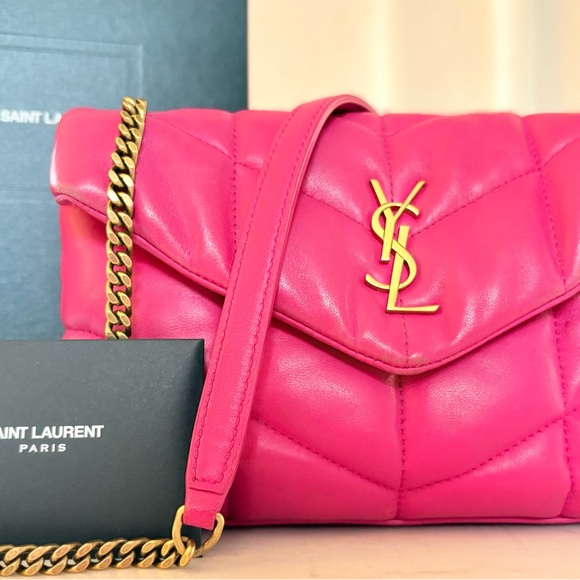 Mini puffy shoulder bag - pink leather - Picture 1 of 8